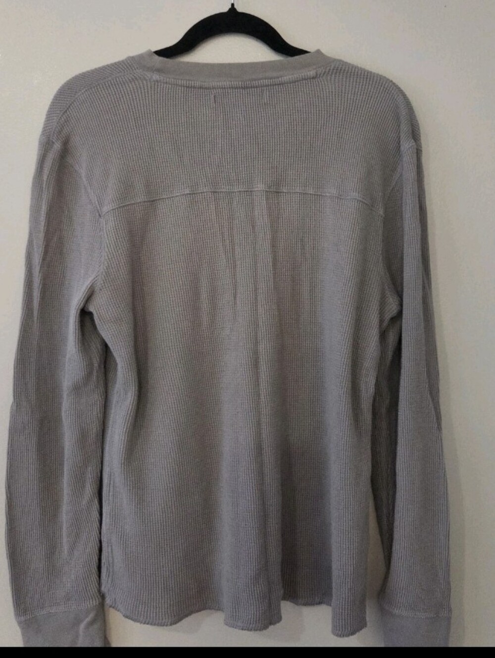 Vintage Y2K Old Navy Mens Thermal Waffle Knit Henley Shirt Size Medium Gray - Picture 3 of 6